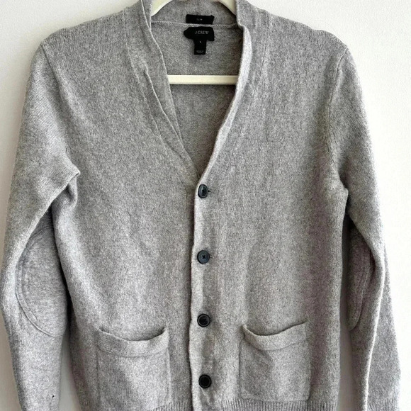J. Crew Slim Grey Merino Wool Blend Button Down Cardigan, Boyfriend Cardigan, L - Picture 2 of 16